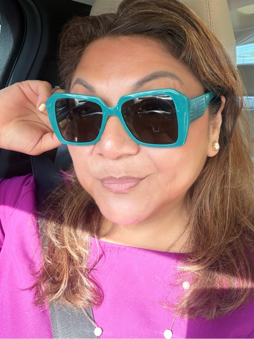 💜Karl Lagerfeld Turquoise Women's Rectangular Sunglasses.